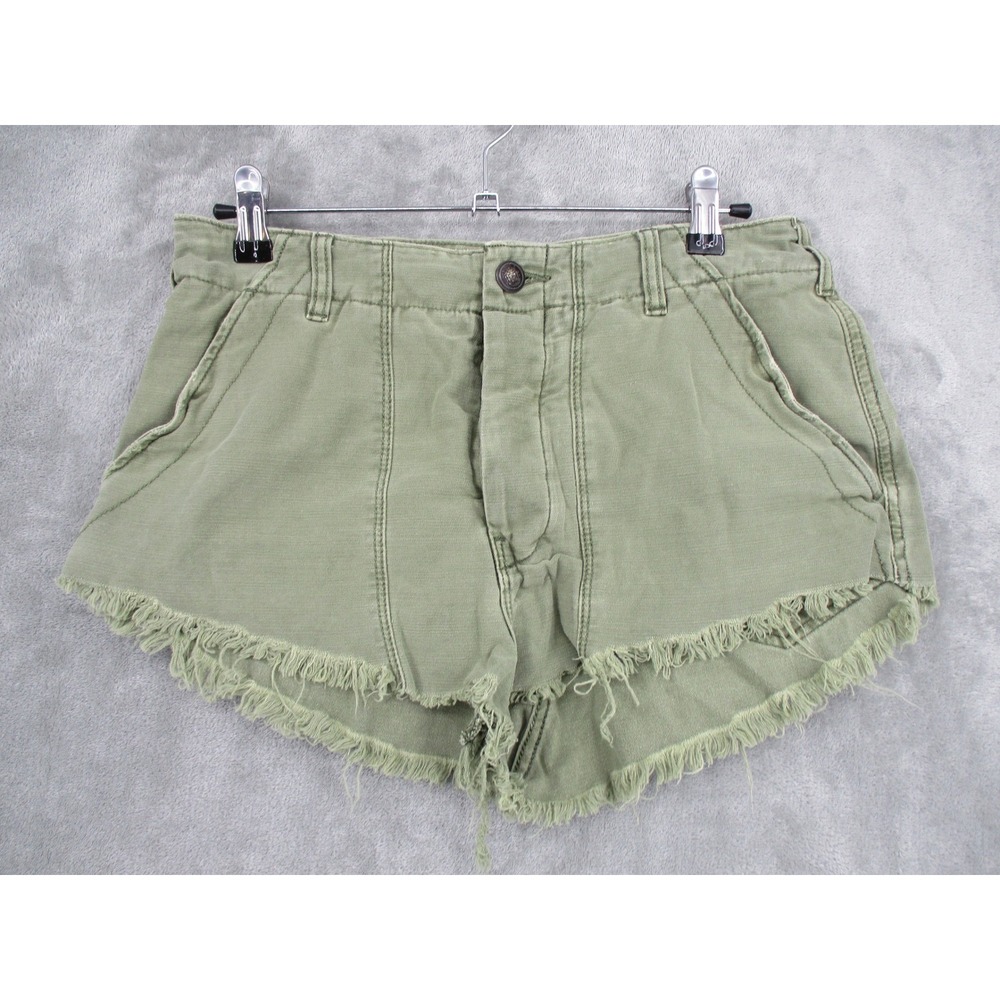 Free People Shorts‎ Womens 4 Olive Green Cut Off Micro Pockets Distressed Green